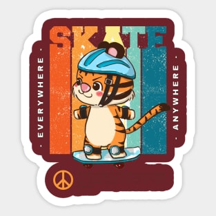 Skate everywhere cute cat Sticker